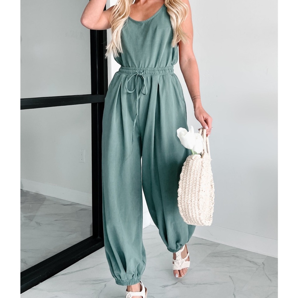 Green/blue comfy overalls jumpsuit! Small!